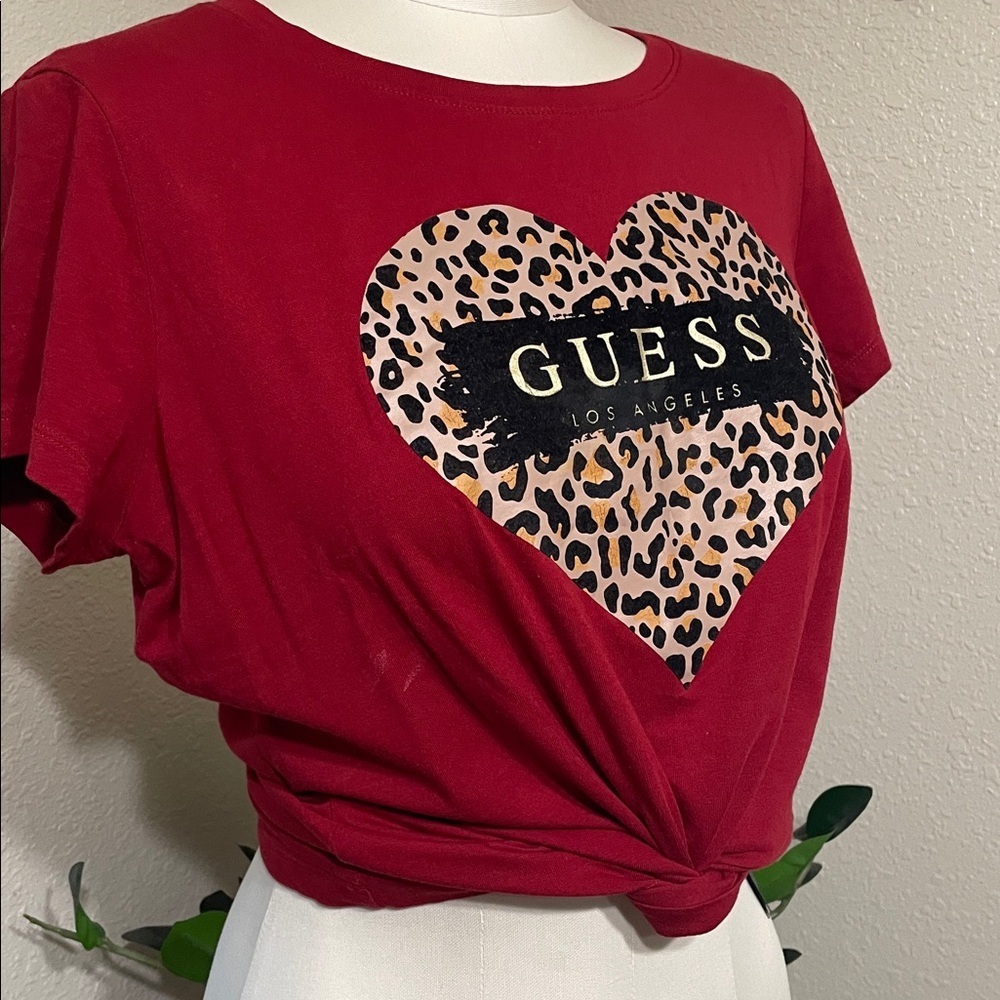 Guess Women's Red Heart Graphic Top